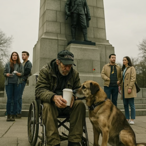 He Sat Beneath A War Memorial In Silence