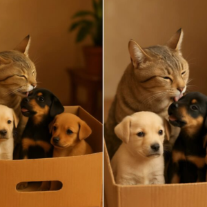 After my cat brought home puppies from who knows where a policeman