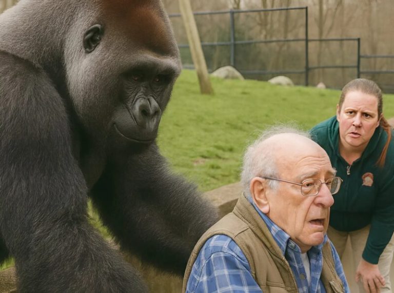 At the zoo, a gorilla suddenly at acked a