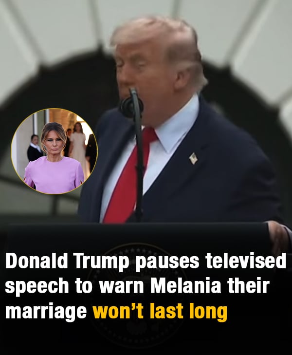 Trump pauses televised speech to warn