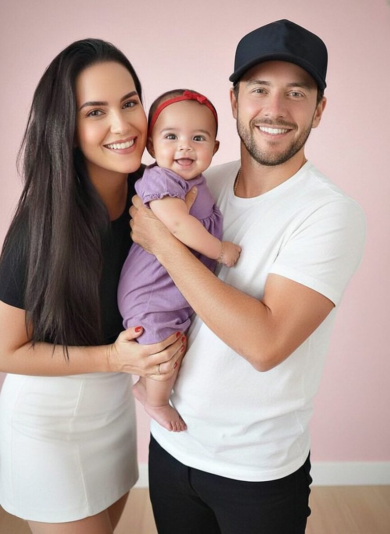 Young couple put daughter insi