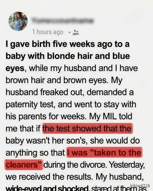 I gave birth 5 weeks ago to a baby with blonde h